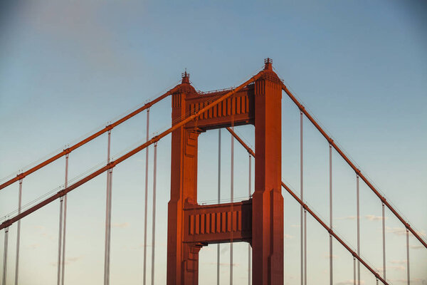 Top section of Golden Gate Bridge, San Francisco, California, USA