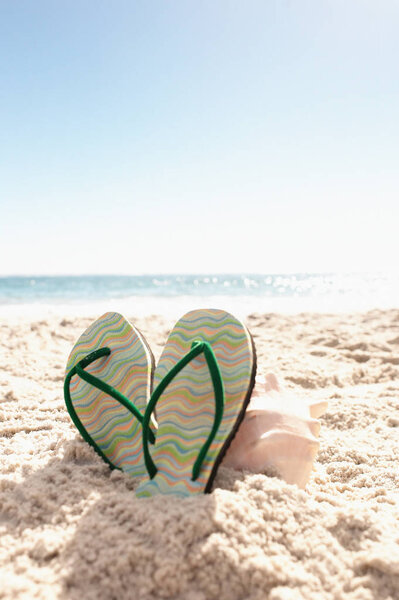 Flip-flops on a beach