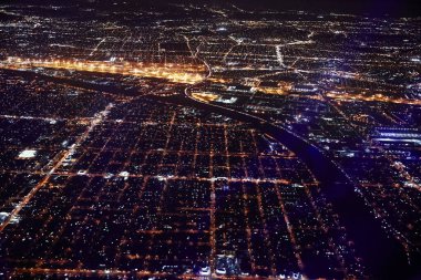Aerial view of Brooklyn by night, New York, USA clipart