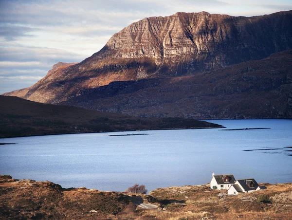 Blick Auf Haus Neben Loch Assynt Nordwest Hochland Schottland Großbritannien — Stockfoto
