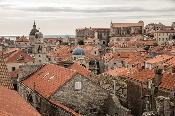 View Háztetők Óvárosban Dubrovnik Horvátország — Stock Fotó