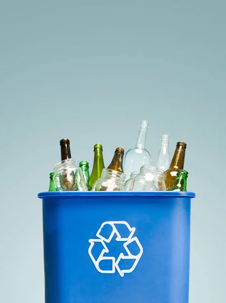 Glass Bottles Recycling Bin — Stock Photo, Image
