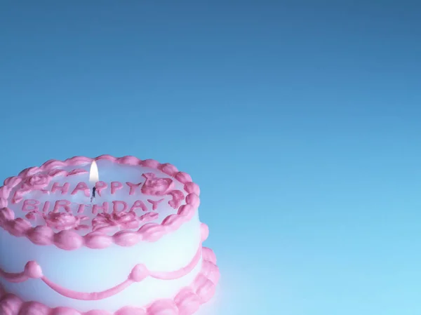 Gateau D Anniversaire Sur Fond Bleu Contexte Espace De Copie Stock Photo