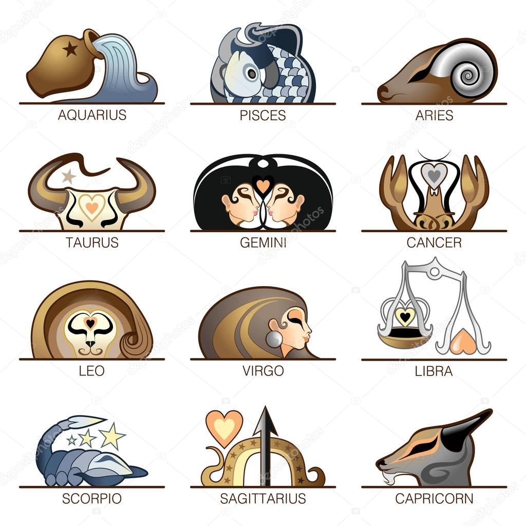 Stylized zodiac signs
