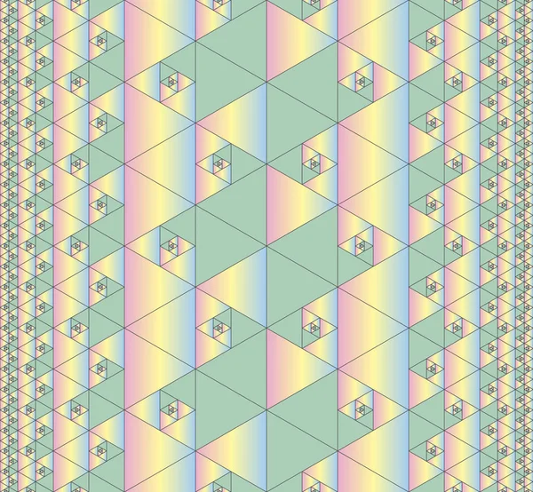 Patrón multicolor fractal sin costuras compuesto de triángulos equiláteros — Vector de stock
