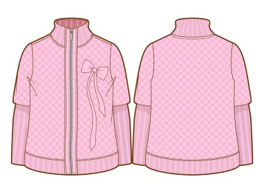 Sevimli pembe kapitone ceket ile fermuar kapatma
