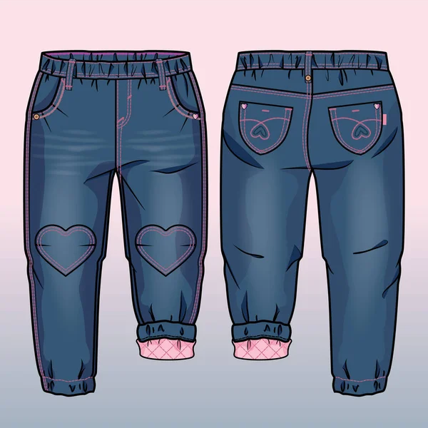 Schizzo tecnico dei pantaloni in denim — Vettoriale Stock