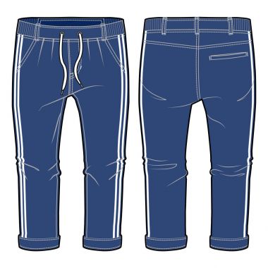 Mavi joggers elastomerli lastik ve ipli bel