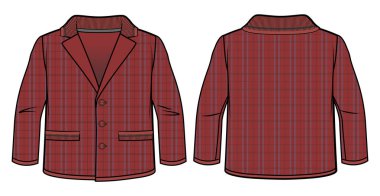 Kareli koyu kırmızı ceket