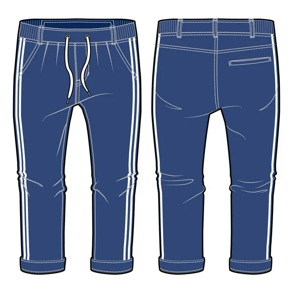 Pantaloni blu con costine elasticizzate e coulisse in vita — Vettoriale Stock
