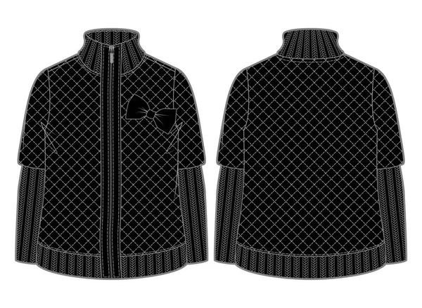 Zwarte gewatteerde jas met ritssluiting — Stockvector