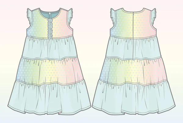 Vue avant et arrière d'une robe d'été — Image vectorielle