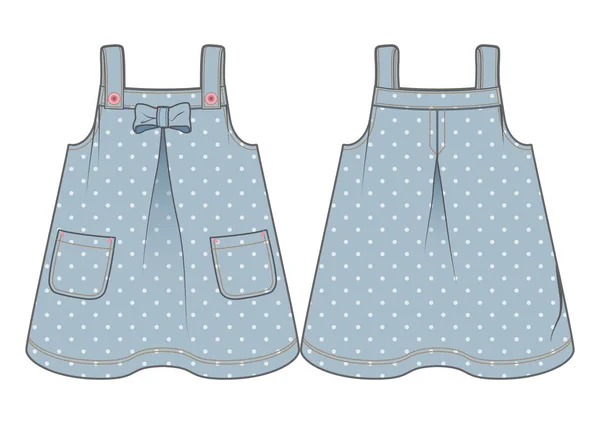 Robe de soleil en denim bleu clair avec motif à pois — Image vectorielle