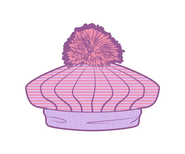 与彩球粉红色针织的贝雷帽 — 图库矢量图片