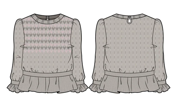 Бежевая вязаная блузка с обширным декором — стоковый вектор