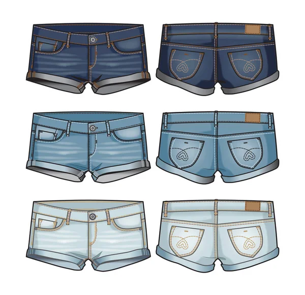 Frauen-Jeans kurze Shorts — Stockvektor