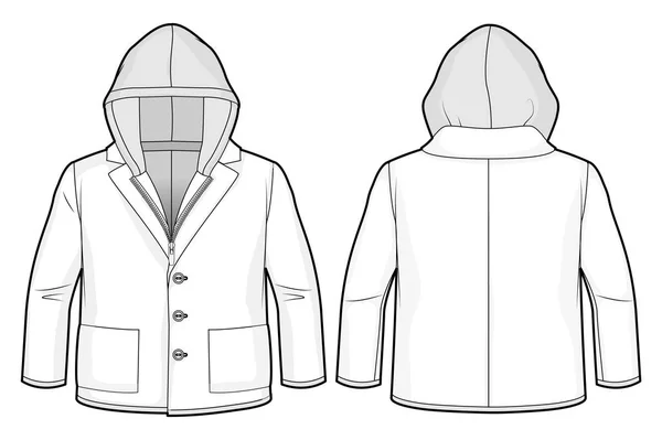 Veste à capuche avec fermeture zip et poches — Image vectorielle