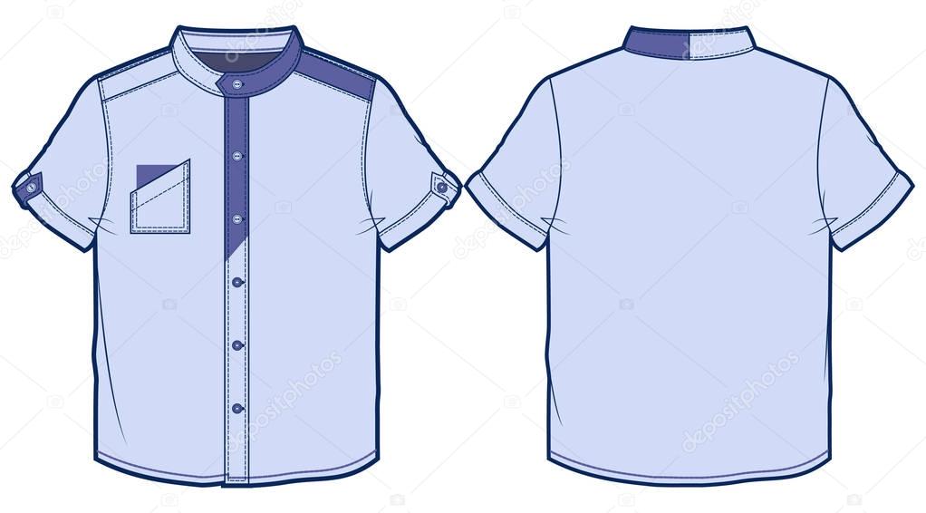 Light blue summer shirt with short sleeves