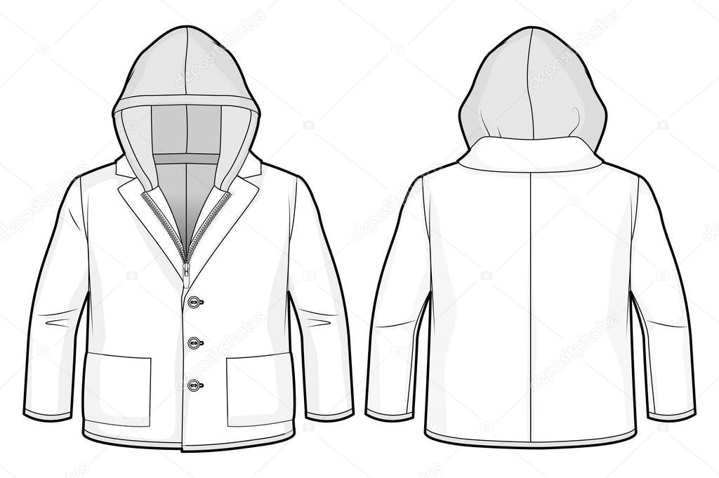 Hooded jacket with zip closure and pockets