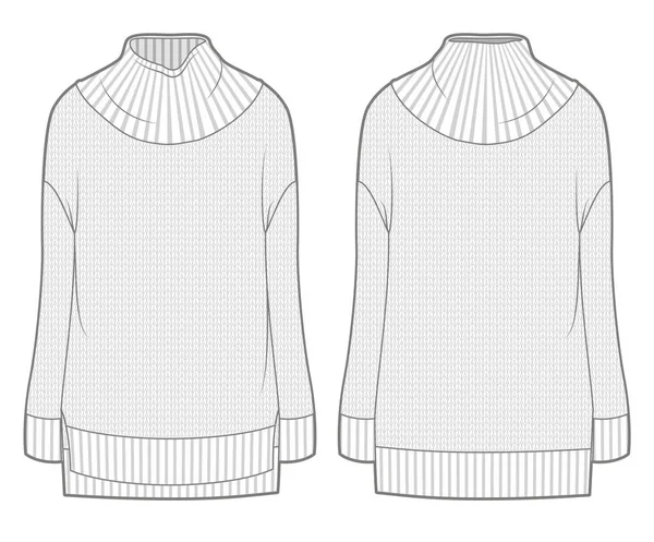 白いニットのセーターの前面と背面の表示 — ストックベクタ