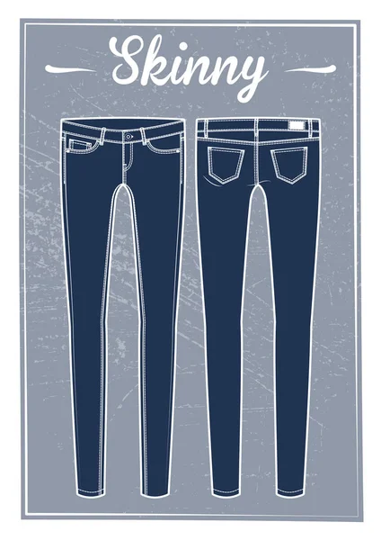 Jeans Skinny Fit Varenblad Terug — Stockvector