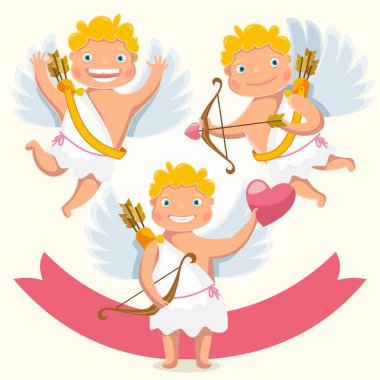 Sevgililer günü. Küçük melekler. Kutlama tatil için. Tatlı aşk tanrısı. 