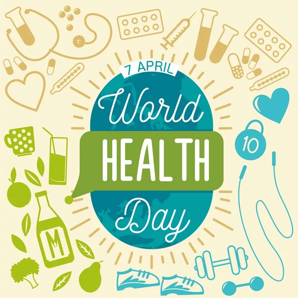 Światowy dzień zdrowia. Zdrowa żywność — Wektor stockowy
