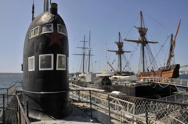 Antiguo Submarino Ruso Museo Marítimo San Diego Imágenes de stock libres de derechos