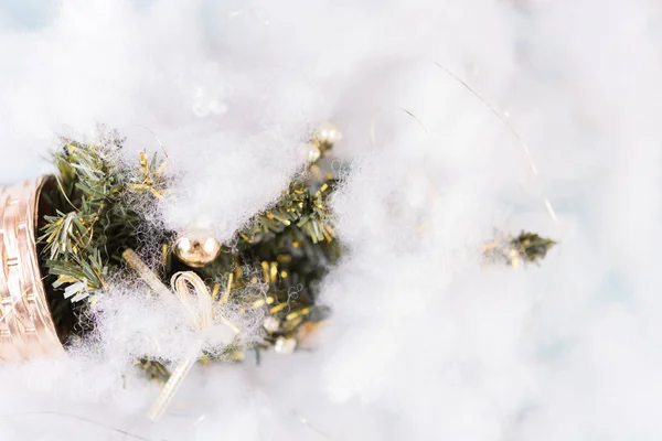 Christmas pine tree on abstract snow white background