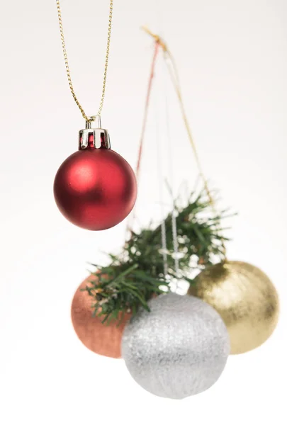 Group of Christmas balls,red,sillver and gold ball isolated on w — Stock Photo, Image