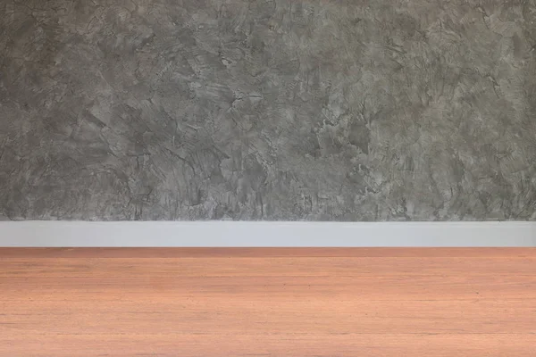 Interior de la habitación con suelo de madera y pintura de pincel de arte en mortero wa — Foto de Stock
