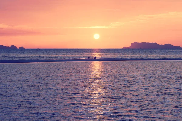 Panoramic Dramatic Sunset Sky Tropical Sea Dusk — Stock Photo, Image