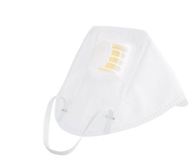 Beyaz arka planda beyaz cerrahi maskeler-N95 koruma Corona virüsü, kirlilik ve grip izole