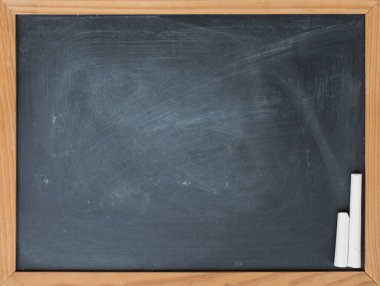 Boş siyah tahta, beyaz tebeşir arkaplan, üst görünüm