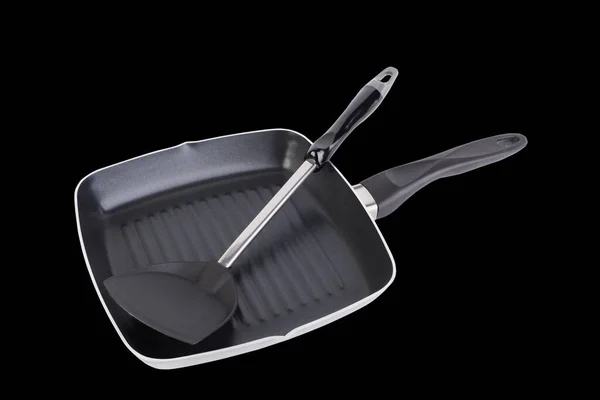 Spade Frying Pan Grill Pan Isolated Black Background — Stock Photo, Image