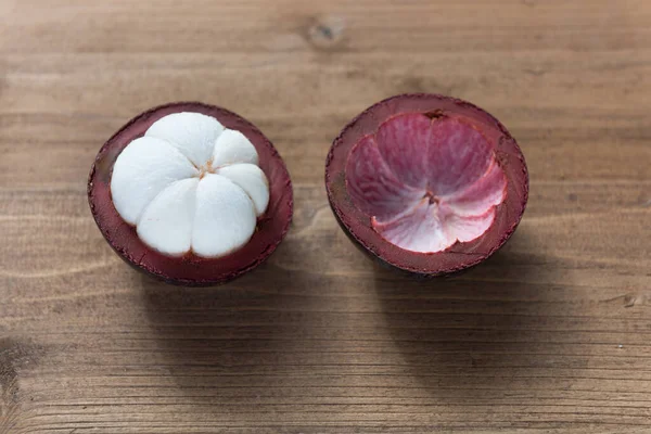 Fruta Fresca Del Mangosteen Tabla Madera Reina Fruta Tailandia Fruta —  Fotos de Stock