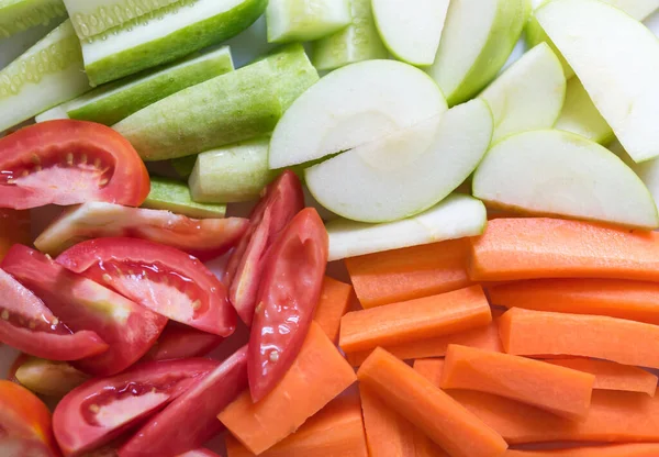Колір Здорового Морквою Огірком Картоплею Яблуками Видом Зверху — стокове фото