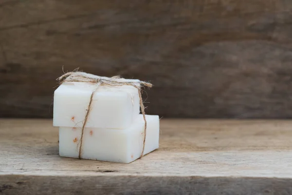 Handmade Coconut Milk Soap Wooden Top Background — Stock Photo, Image