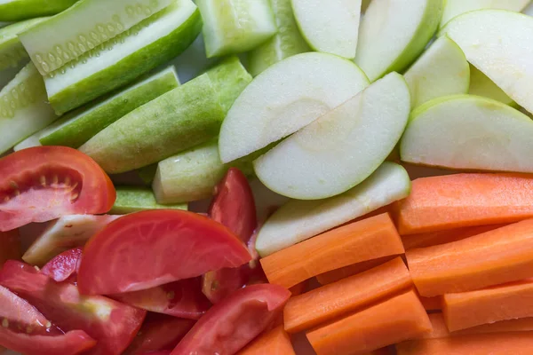 Colour Healthy Carrot Cucumber Potato Apples Top View — Stock Photo, Image