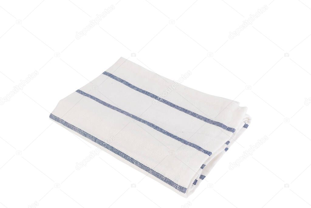 Blue and white stripes cloth isolated on white with clipping path