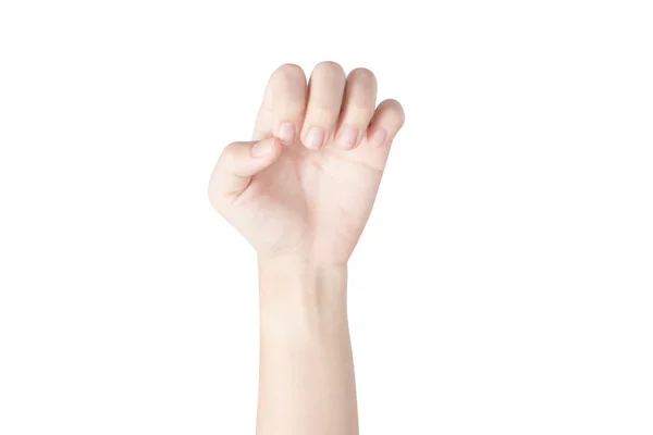 Dor aguda em um dedo da mulher isolado no fundo branco. Caminho de recorte no fundo branco . — Fotografia de Stock