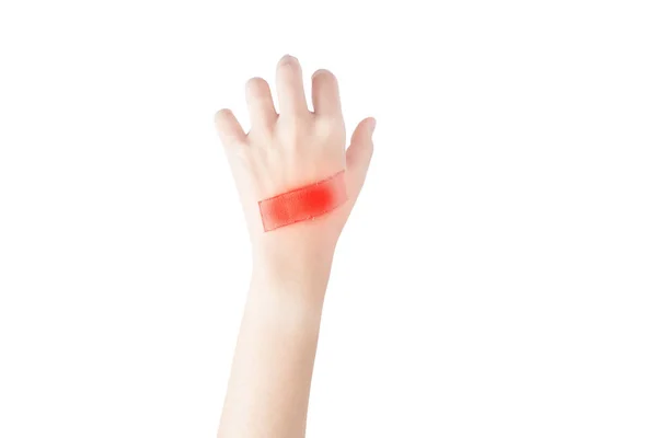 Akut smärta i en kvinna hand isolerad på vit bakgrund. Urklippsbana på vit bakgrund. — Stockfoto