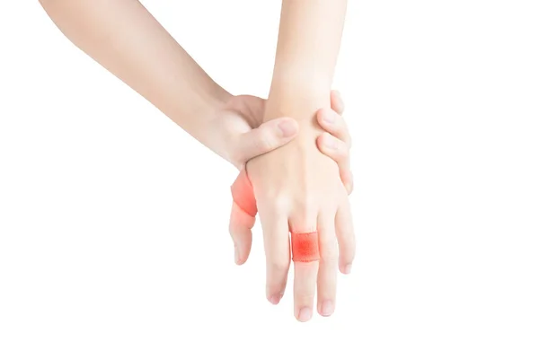 Acute pain in a woman finger isolated on white background. Clipping path on white background. — Stock Photo, Image