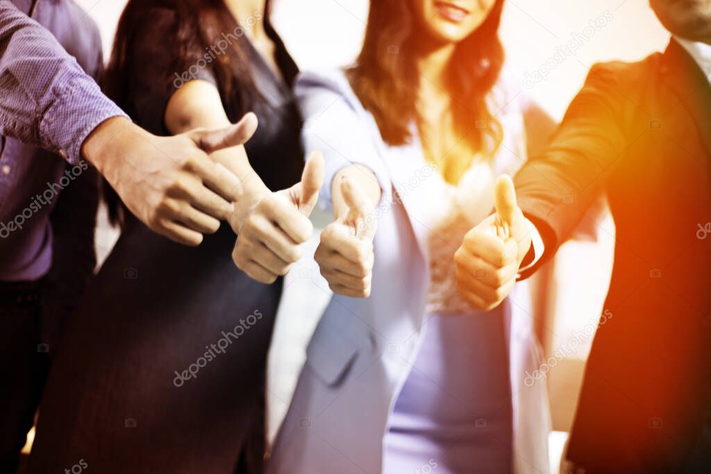 Young business persons handshake concept for support work in the offices.