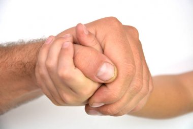 Beyaz arka plan üzerinde izole kadın ve eller