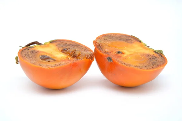 Persimmon Vruchten Geïsoleerd Witte Achtergrond — Stockfoto