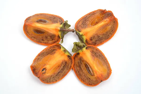 Persimmon Vruchten Geïsoleerd Witte Achtergrond — Stockfoto