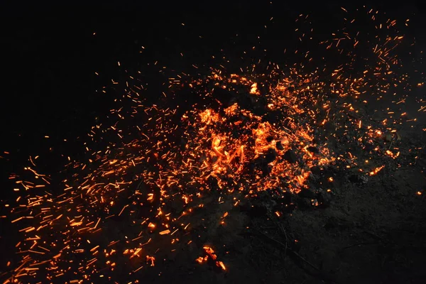 Fuego Con Humo Fuego Hermosa Llama Madera — Foto de Stock