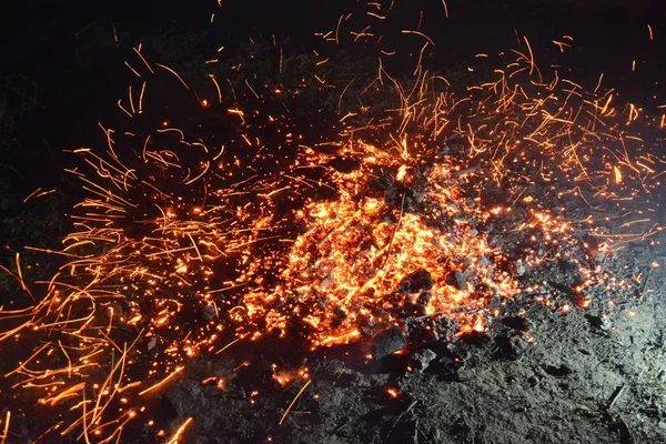 Feu Avec Fumée Feu Beau Bois Flamme — Photo