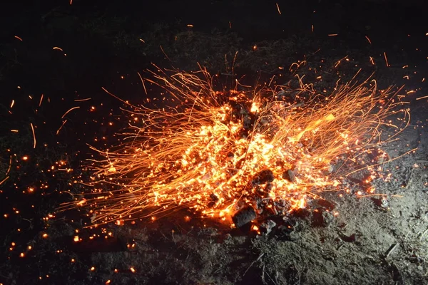 Вогонь Вогнем Дим Красиве Полум Дерево — стокове фото